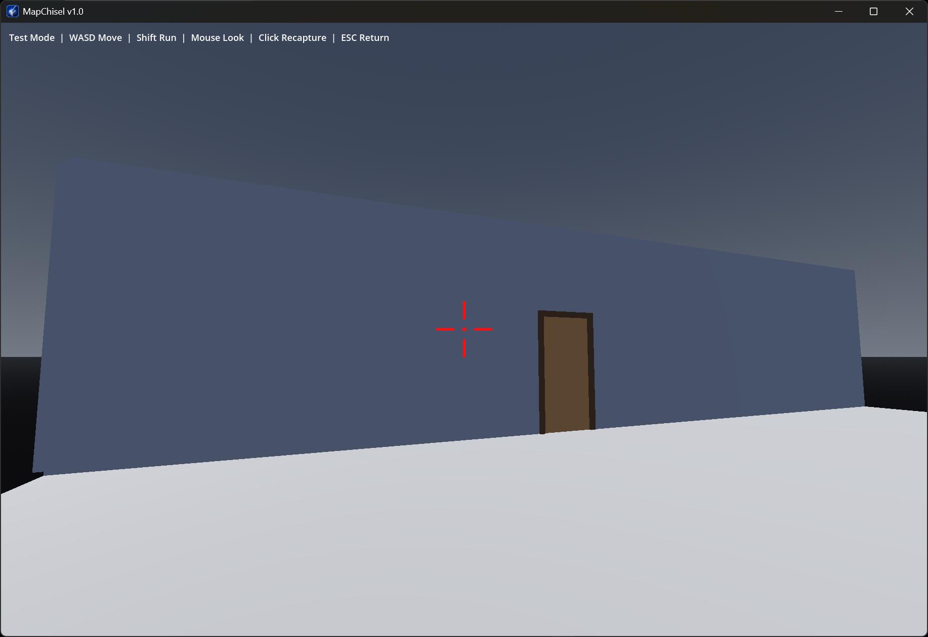 MapChisel Test Mode showing a first-person view inside the level